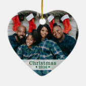 カスタム家族の写真クリスマスハート セラミックオーナメント (裏面)