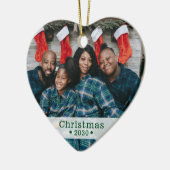 カスタム家族の写真クリスマスハート セラミックオーナメント (左)