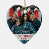 カスタム家族の写真クリスマスハート セラミックオーナメント (右)