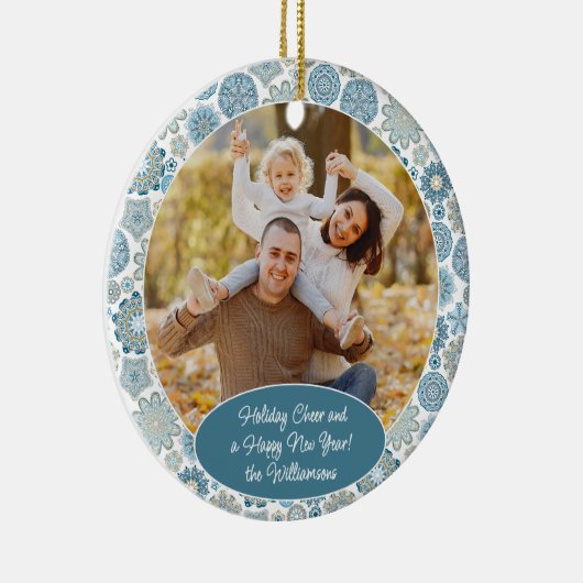 カスタム家族の写真クリスマスパーソナライズされた文字 セラミックオーナメント (右)