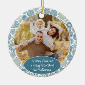 カスタム家族の写真クリスマスパーソナライズされた文字 セラミックオーナメント (正面)