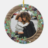 カスタム家族の写真クリスマスホリデー セラミックオーナメント (裏面)