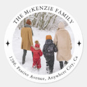 カスタム家族の写真クリスマス差出人住所 ラウンドシール (正面)