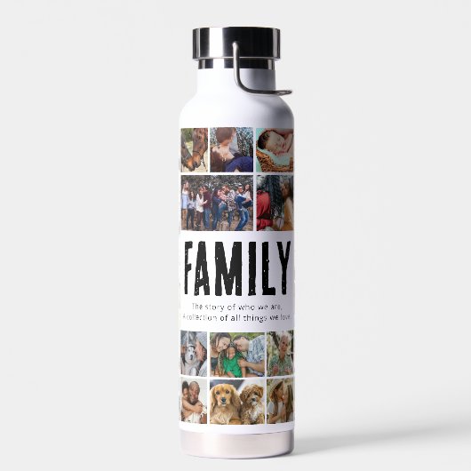 カスタム家族の写真コラージュのウォーターボトル ウォーターボトル (左面)