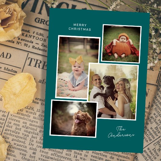 カスタム家族の写真コラージュモダンクリスマス シーズンカード