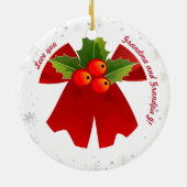 カスタム家族の写真スノーフレーク祖父母クリスマス セラミックオーナメント (裏面)