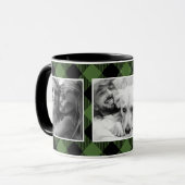 カスタム家族の写真バッファローの格子柄の緑 マグカップ (正面左)