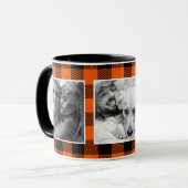 カスタム家族の写真バッファロープレイドパターンオレンジ マグカップ (正面左)