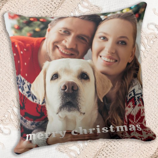カスタム家族の写真パーソナライズされたシンプルクリスマス クッション