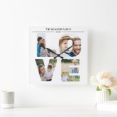 カスタム家族の写真パーソナライズされたラブコラージュ スクエア壁時計 (ホーム)