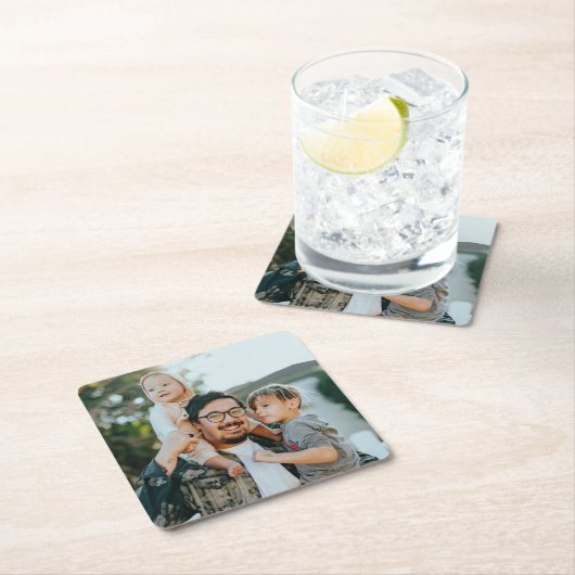 カスタム家族の写真パーソナライズされた スクエアペーパーコースター (インサイチュ)