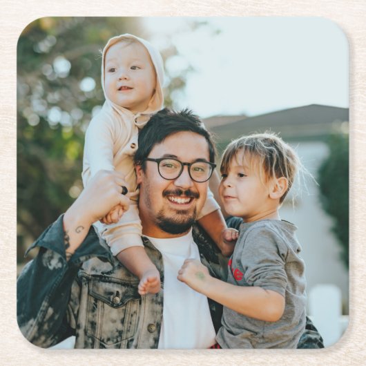 カスタム家族の写真パーソナライズされた スクエアペーパーコースター (正面)