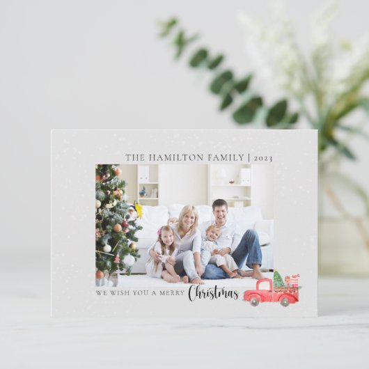 カスタム家族の写真メリークリスマスホリデーカード サンキューカード (スタンド正面)