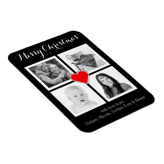 カスタム家族の写真メリークリスマス マグネット (右側)