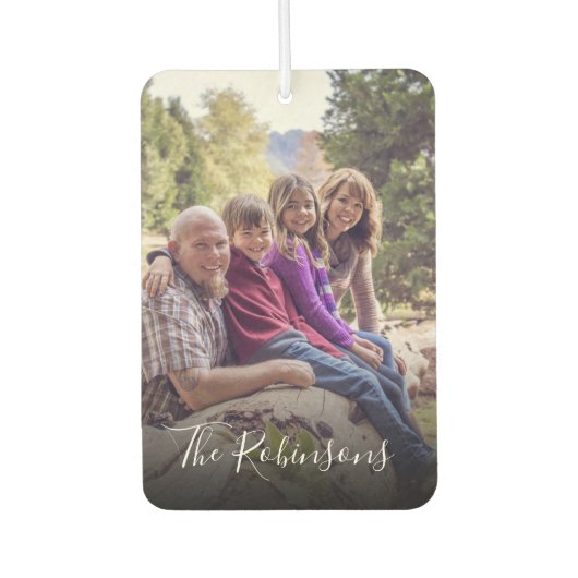 カスタム家族の写真名記念ギフト カーエアーフレッシュナー (正面)