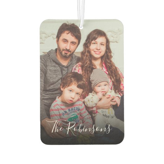 カスタム家族の写真名記念ギフト カーエアーフレッシュナー (裏面)