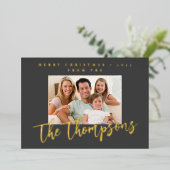 カスタム家族の写真姓メリークリスマス2023 箔シーズンカード (立ち正面)