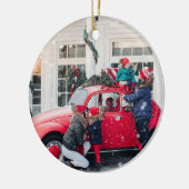カスタム家族の写真記念クリスマス セラミックオーナメント (左)
