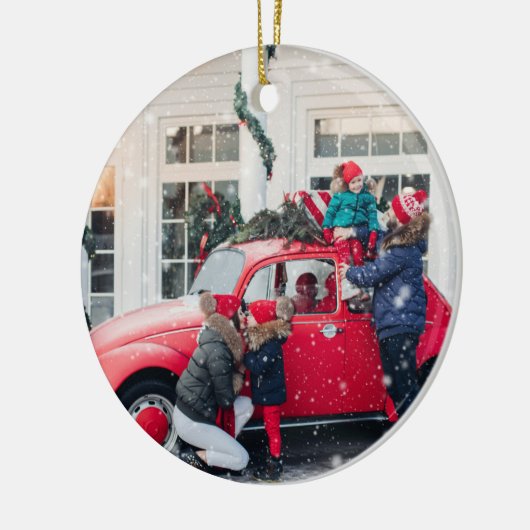 カスタム家族の写真記念クリスマス セラミックオーナメント (左)