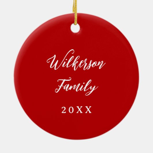 カスタム家族の写真記念クリスマス セラミックオーナメント (裏面)