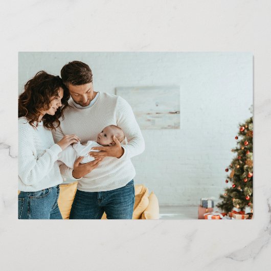 カスタム家族の写真金箔メリークリスマス 箔シーズンカード (裏面)