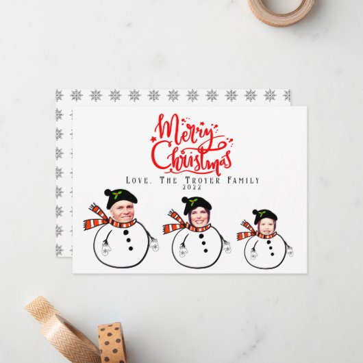 カスタム家族の写真顔クリスマスカードのアップロード ノートカード (正面/裏面インサイチュ)