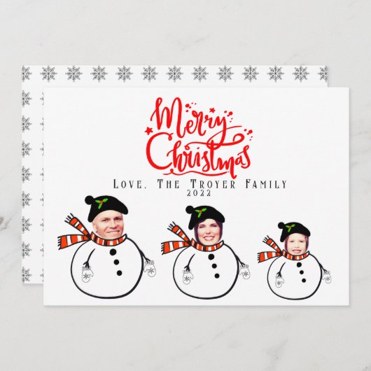 カスタム家族の写真顔クリスマスカードのアップロード ノートカード (正面/裏面)