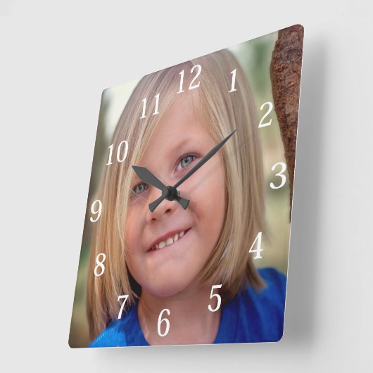 カスタム家族の写真 スクエア壁時計 (傾斜)
