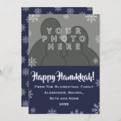 カスタム家族の写真 ハッピーハヌカー！ |ポートレート シーズンカード (正面/裏面)