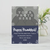 カスタム家族の写真 ハッピーハヌカー！ |ポートレート シーズンカード (スタンド正面)