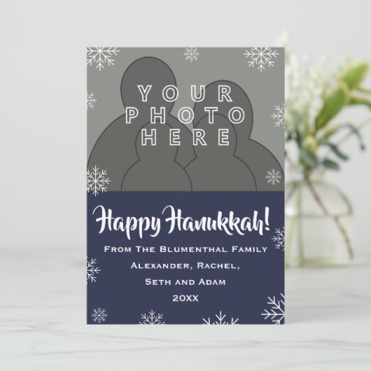カスタム家族の写真 ハッピーハヌカー! |ポートレート シーズンカード (スタンド正面)