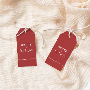カスタム家族の名メリー前+明るいクリスマス ギフトタグ