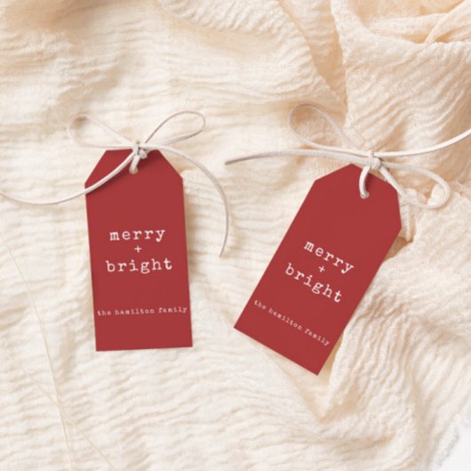 カスタム家族の名メリー前+明るいクリスマス ギフトタグ