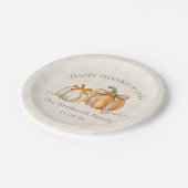 カスタム家族の名前かわいいカボチャ弓サンクスギビング ペーパープレート (アングル)