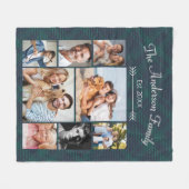 カスタム家族の名前と写真のコラージュ フリースブランケット (正面(横))