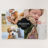 カスタム家族の名前と写真4枚 ジグソーパズル (横)