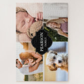 カスタム家族の名前と写真4枚 ジグソーパズル (縦)