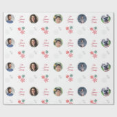 カスタム家族の名前と5フォトコラージペットクリスマス ラッピングペーパー (フラット)