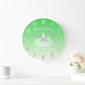 カスタム家族の名前のクリスマスモノグラムの ラージ壁時計 (ホーム)