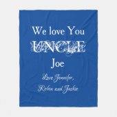 カスタム家族の名前を愛する叔父のジョー・ブルー フリースブランケット (正面)