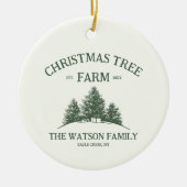 カスタム家族の名前クリスマスツリーファームフォト セラミックオーナメント (正面)