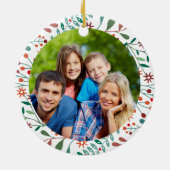 カスタム家族の名前フォトクリスマスホリデーフローラ セラミックオーナメント (裏面)