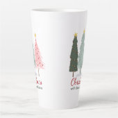 カスタム家族の名前ミニマルモダンリスクリスマス カフェラテマグ (正面)