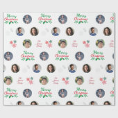 カスタム家族の名前4写真コラージュのクリおもしろいスマス ラッピングペーパー (フラット)