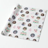 カスタム家族の名前4写真コラージュのクリおもしろいスマス ラッピングペーパー (アンロールド)