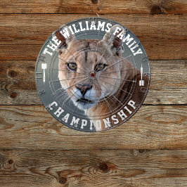 カスタム家族の名前Cougarパーソナライズされた写真 ダーツボード