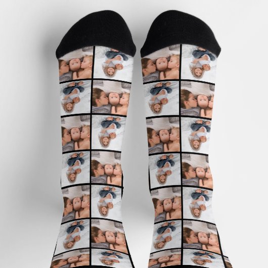 カスタム家族の子供の写真コラージュ ソックス (上部)