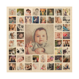 カスタム家族の思い出フォトコラージュパーソナライズされた ウッドウォールアート