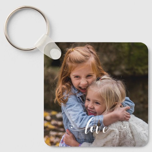 カスタム家族の愛手書き写パーソナライズされた真 キーホルダー (正面)