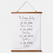 カスタム家族の日付の保存マイルストーン 吊り下げ型タペストリー (正面)